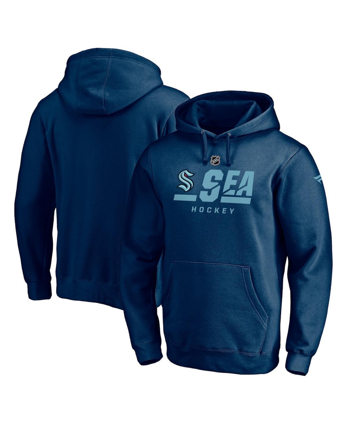 Mens Fanatics Branded Navy Seattle Kraken Authentic Pro Secondary Logo Pullover Hoodie Krk Blue Product Image