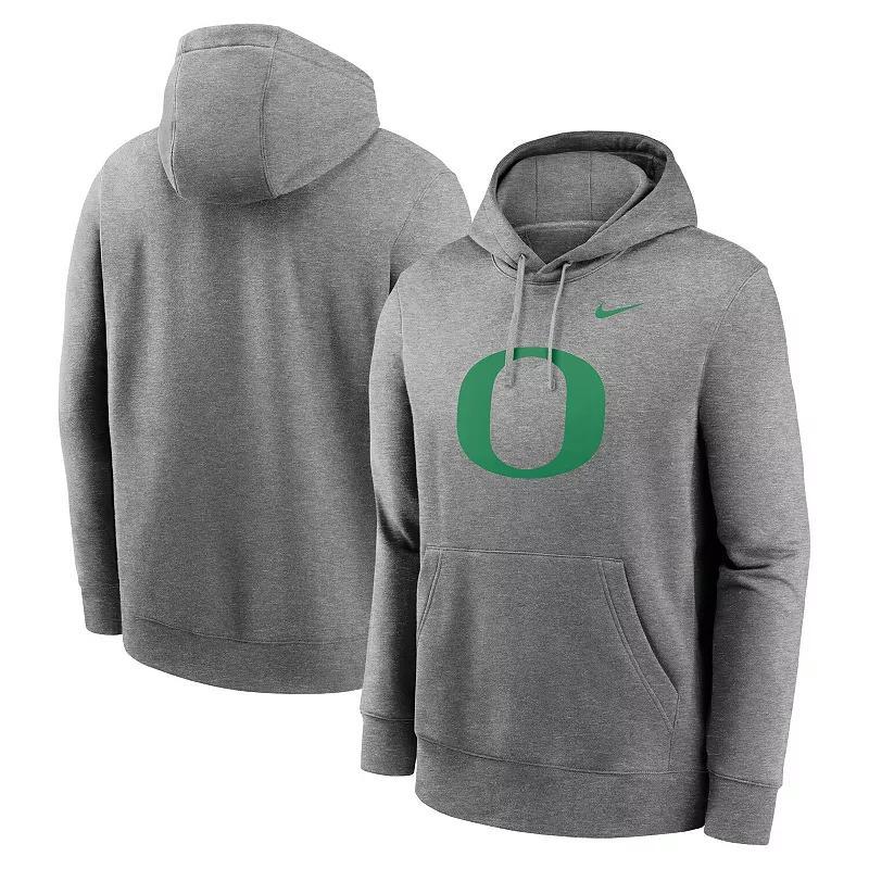 Mens Nike Heather Gray Oregon Ducks Primetime Evergreen Club Fleece Pullover Hoodie Product Image