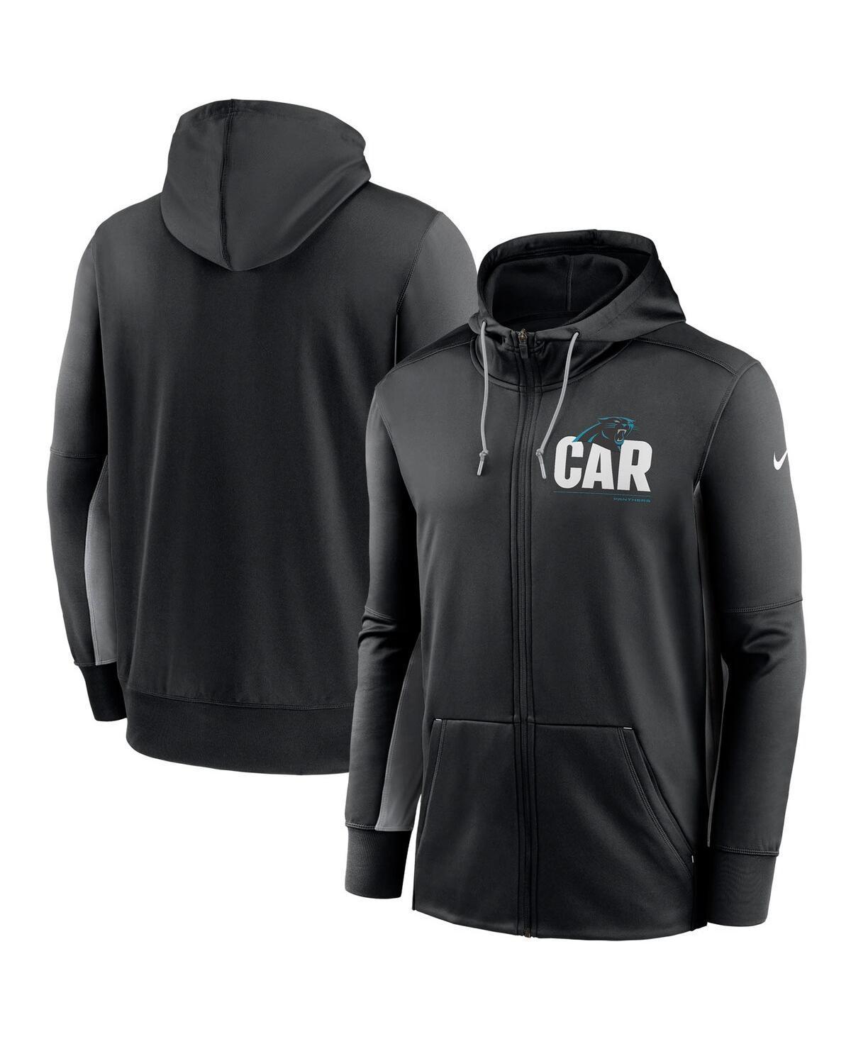 Mens Nike Black and Gray Carolina Panthers Mascot Performance Full-Zip Hoodie - Black Product Image