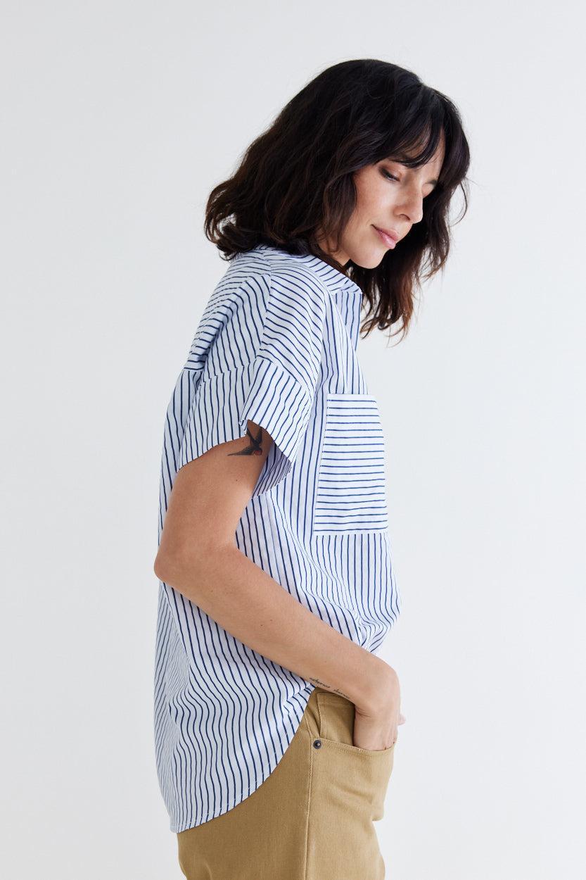 Walk the Line Short Sleeve Poplin Top Product Image