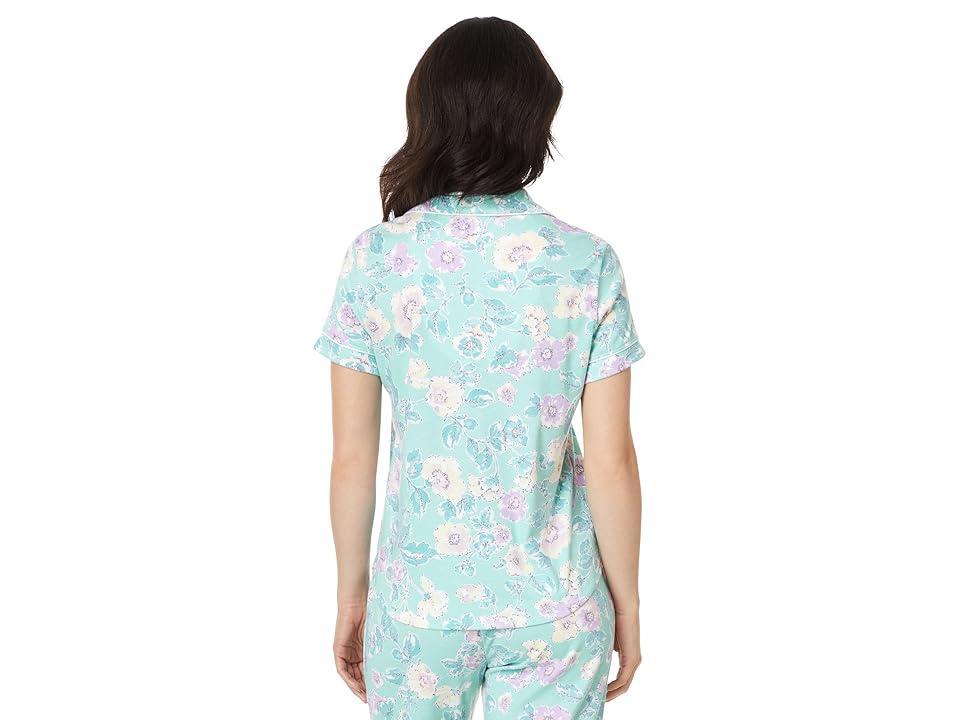 Karen Neuburger Petite Short Sleeve Girlfriend Capri PJ Set with Lace Detail (Siesta Floral) Women's Pajama Sets Product Image