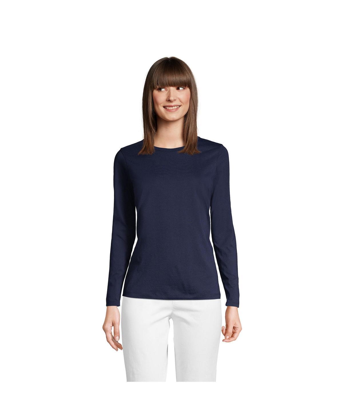 Womens Lands End Relaxed-Fit Supima Cotton Crewneck Tee Brt Blue Product Image