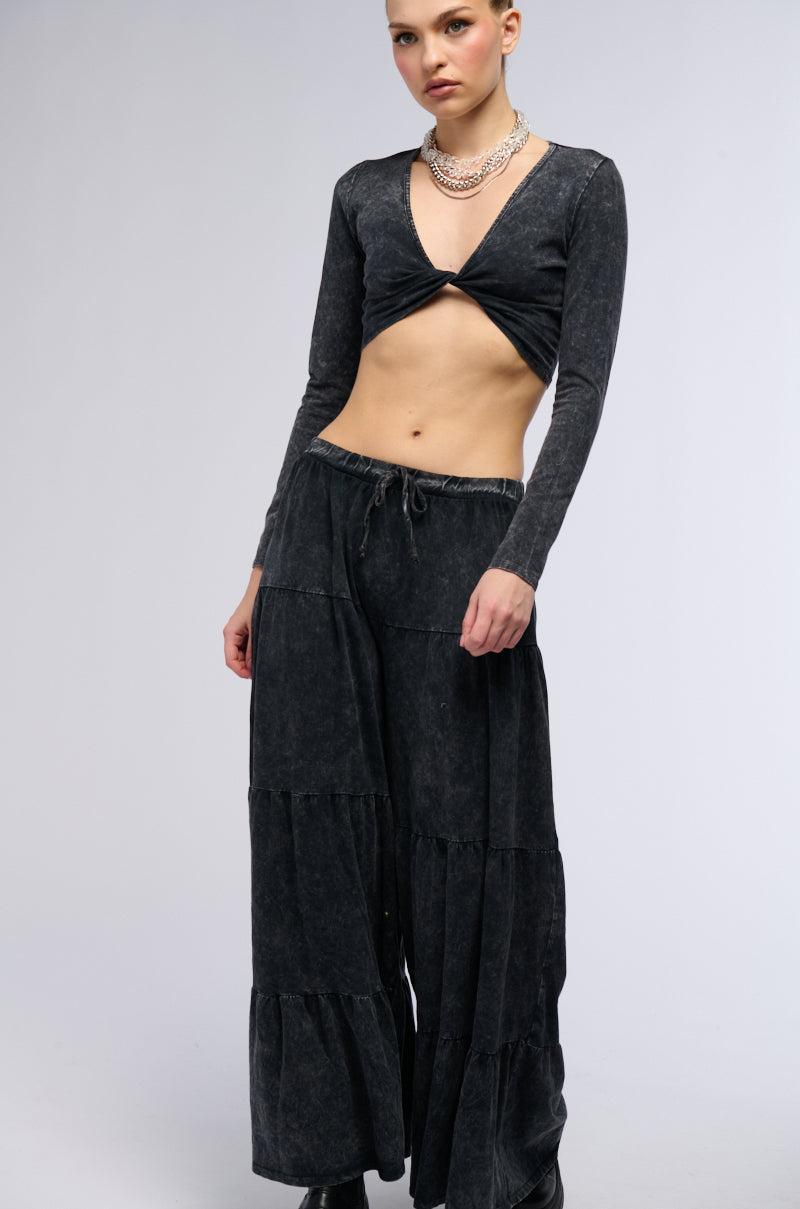 TAYA WASHED TWIST FRONT CROP TOP Product Image