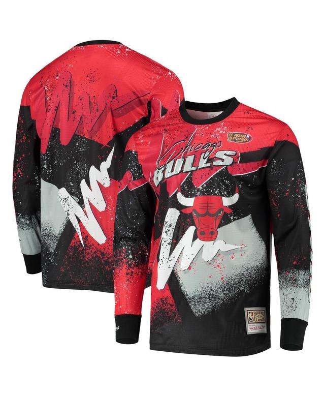 Mens Mitchell & Ness Red Chicago Bulls Hardwood Classics Hyper Hoops Moto Sublimated Long Sleeve T-shirt Product Image