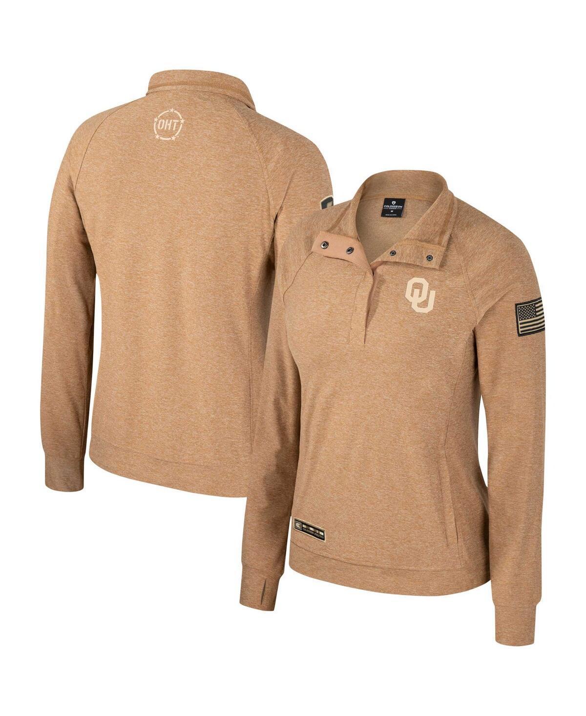 Womens Colosseum Tan Texas A&M Aggies OHT Military Appreciation Sand Tatum Quarter-Snap Raglan Jacket Product Image