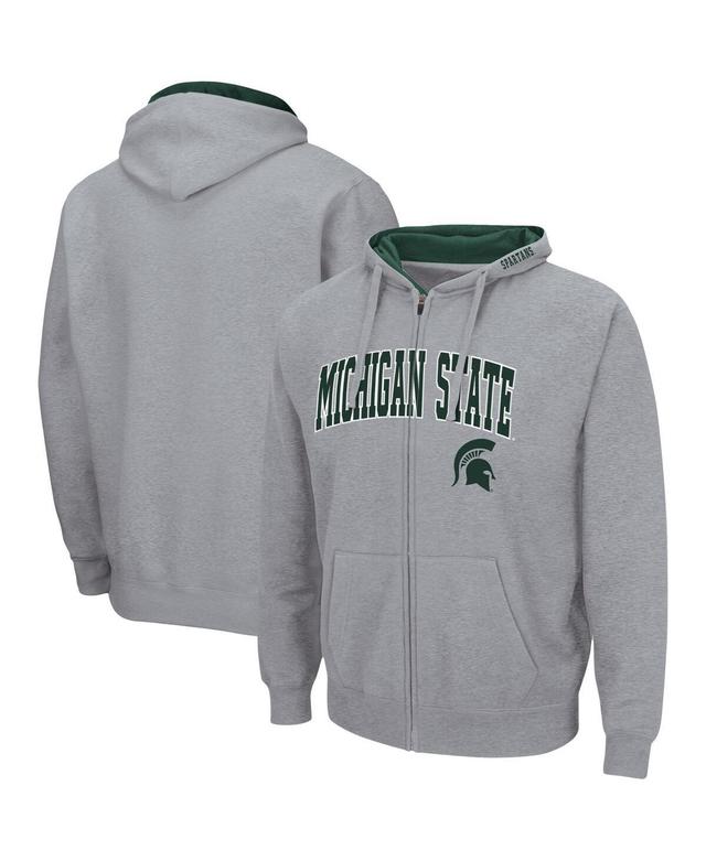 Mens Colosseum Heathered Gray Michigan State Spartans Arch and Logo 3.0 Full-Zip Hoodie Product Image