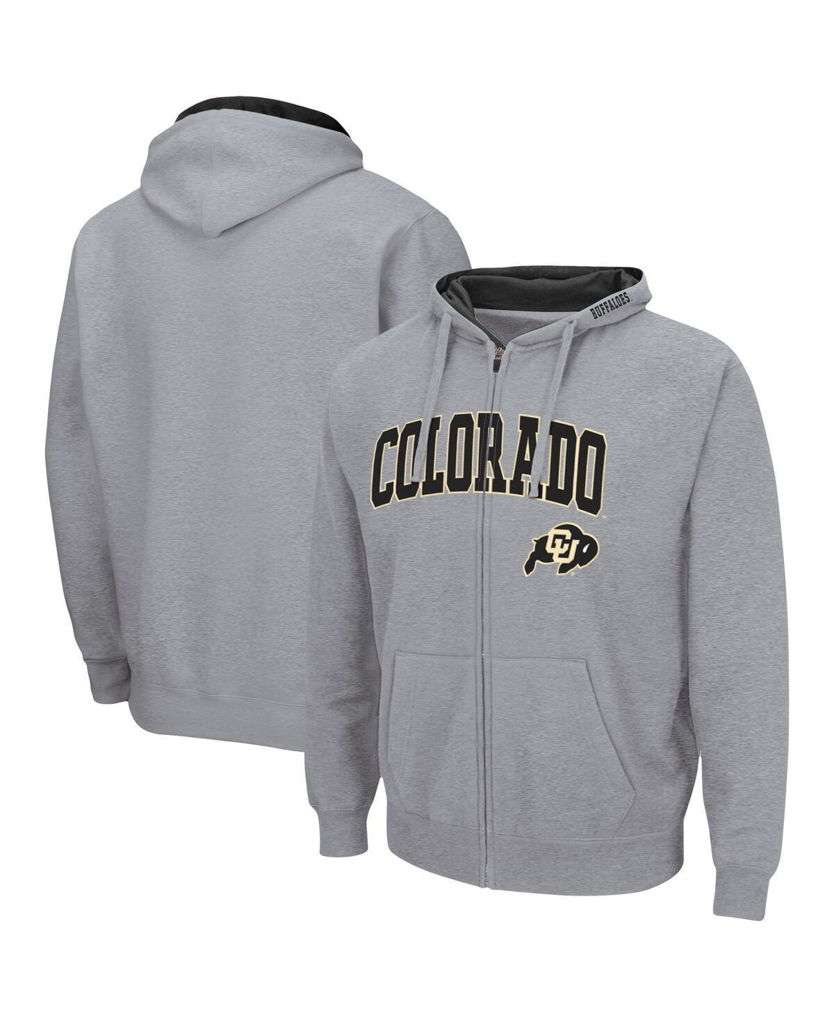 Mens Colosseum Heathered Gray Colorado Buffaloes Arch & Logo 3.0 Full-Zip Hoodie Grey Product Image