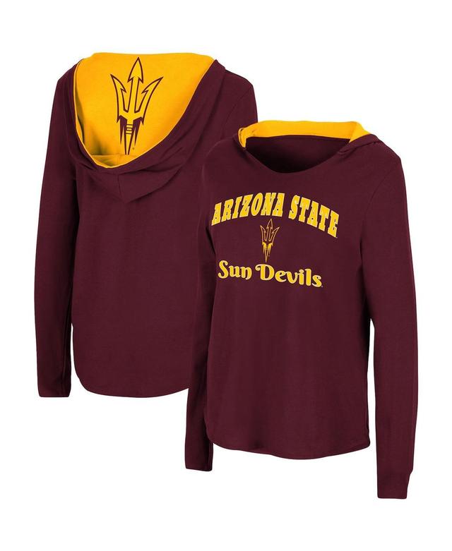 Womens Colosseum Maroon Arizona State Sun Devils Catalina Hoodie Long Sleeve T-Shirt Product Image