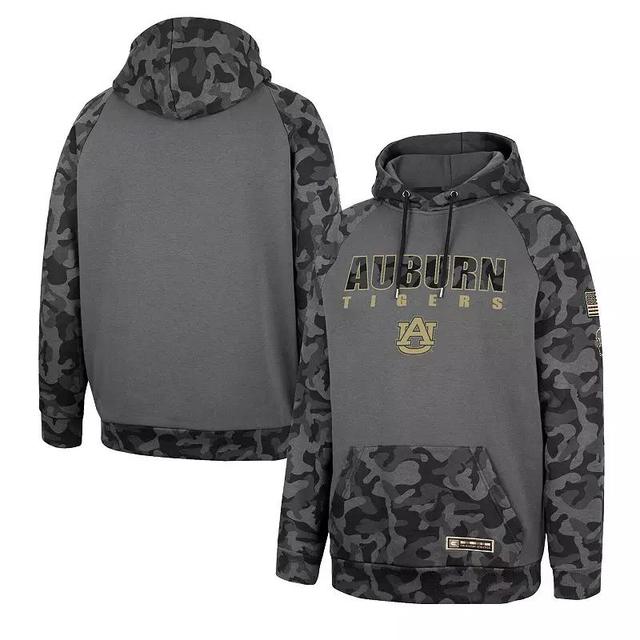 Mens Colosseum Charcoal Auburn Tigers OHT Military Appreciation Camo Stack Raglan Pullover Hoodie AUB CHARCO Product Image