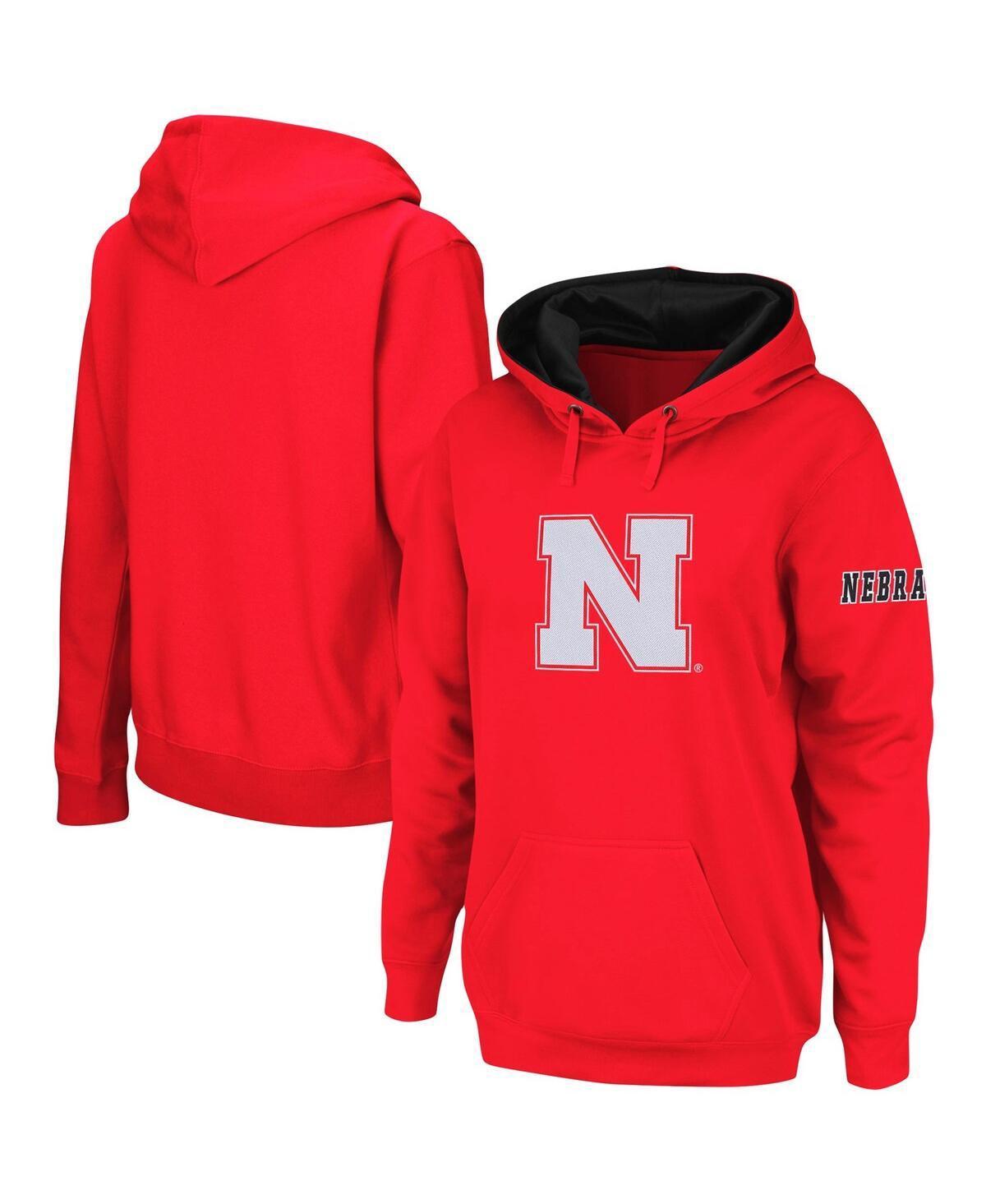 Womens Scarlet Nebraska Huskers Team Big Logo Pullover Hoodie Product Image