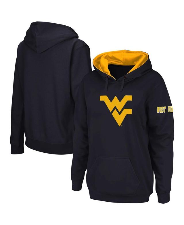 Womens Navy West Virginia Mountaineers Team Big Logo Pullover Hoodie Product Image