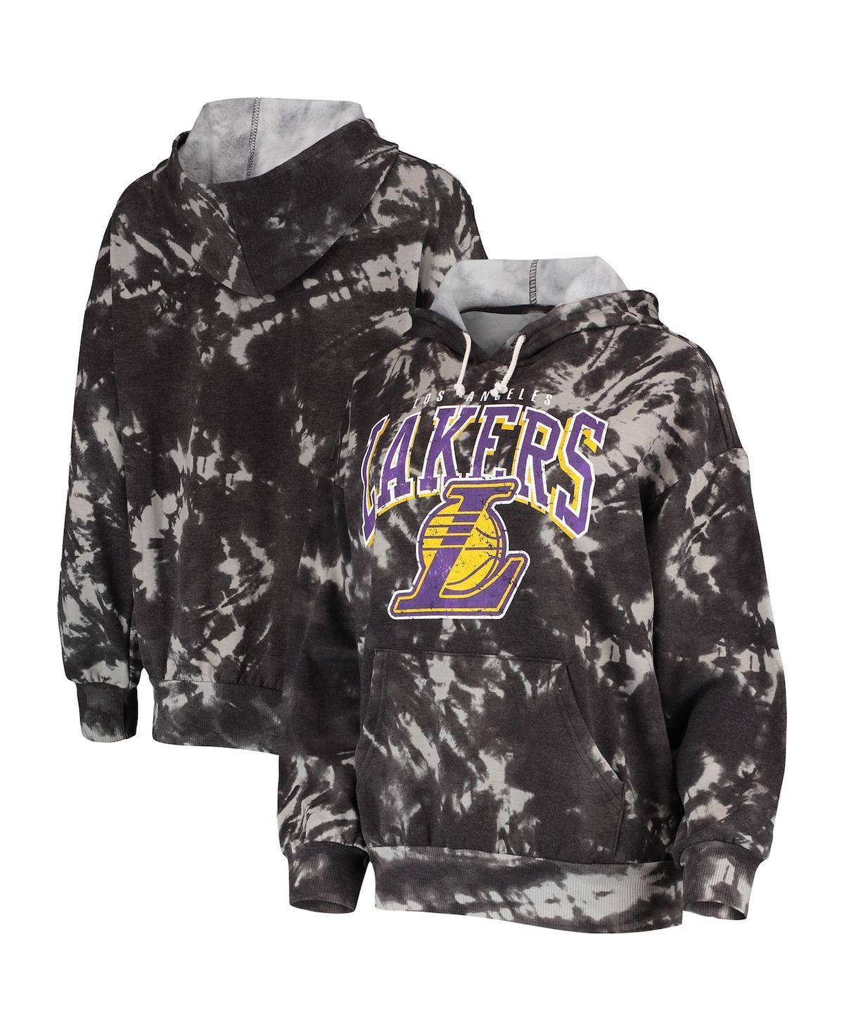 Womens Majestic Threads Los Angeles Lakers Burble Tie-Dye Tri-Blend Pullover Hoodie Product Image