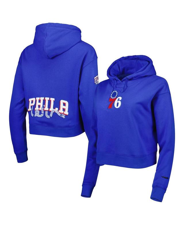 Womens Pro Standard Royal Philadelphia 76Ers Classic Fleece Cropped Pullover Hoodie Product Image