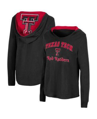 Womens Colosseum Black Texas Tech Red Raiders Catalina Hoodie Long Sleeve T-Shirt Product Image