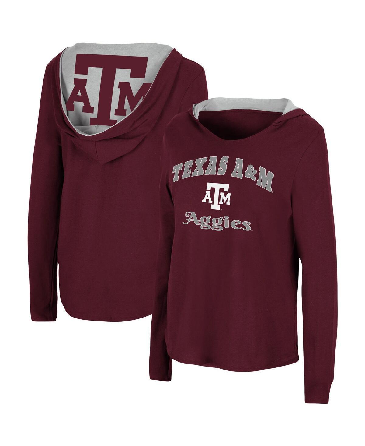 Womens Colosseum Maroon Texas A&M Aggies Catalina Hoodie Long Sleeve T-Shirt Product Image