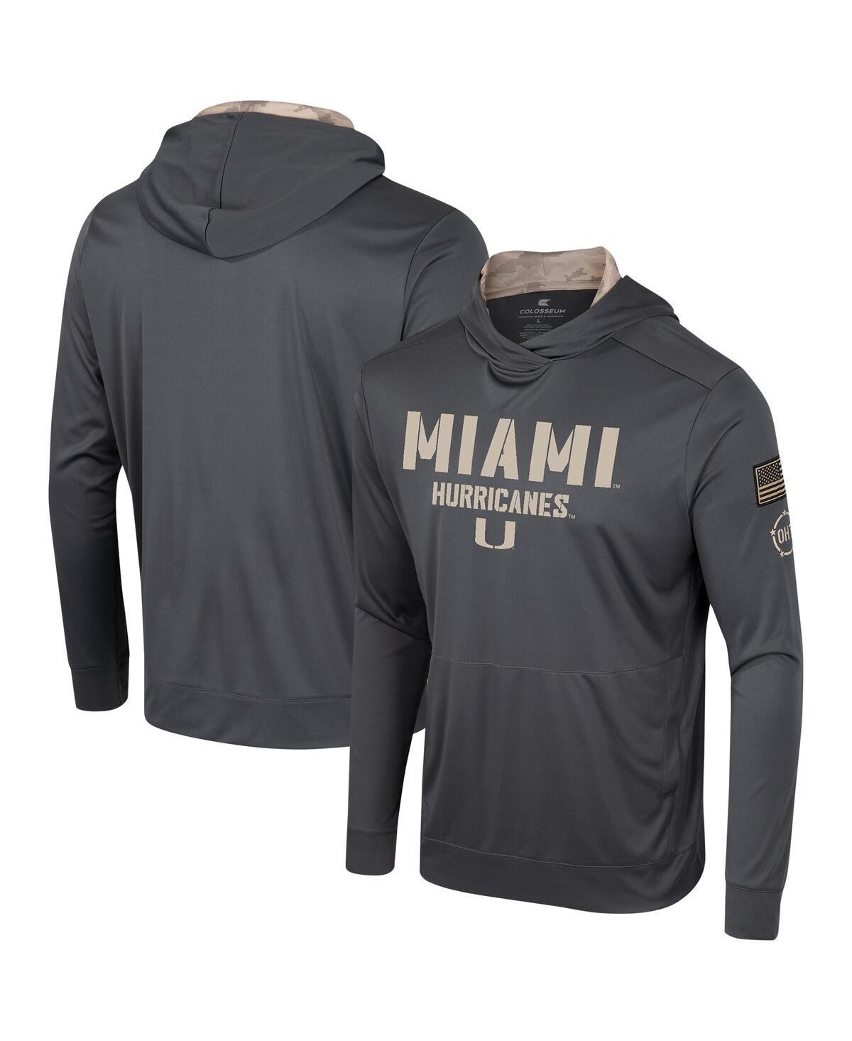 Mens Colosseum Charcoal Miami Hurricanes Oht Military-Inspired Appreciation Long Sleeve Hoodie T-shirt Product Image