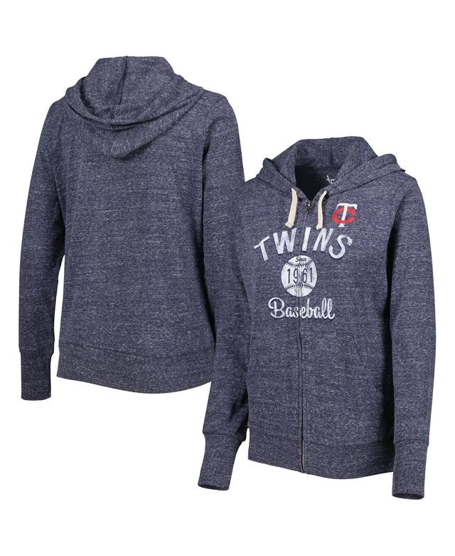 Womens Touch Navy Minnesota Twins Training Camp Tri-Blend Full-Zip Hoodie Product Image