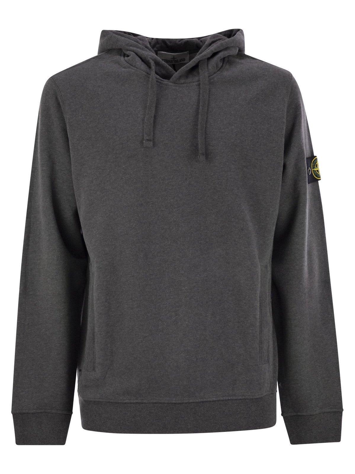 STONE ISLAND Cotton Hoodie In Dark Grey Product Image