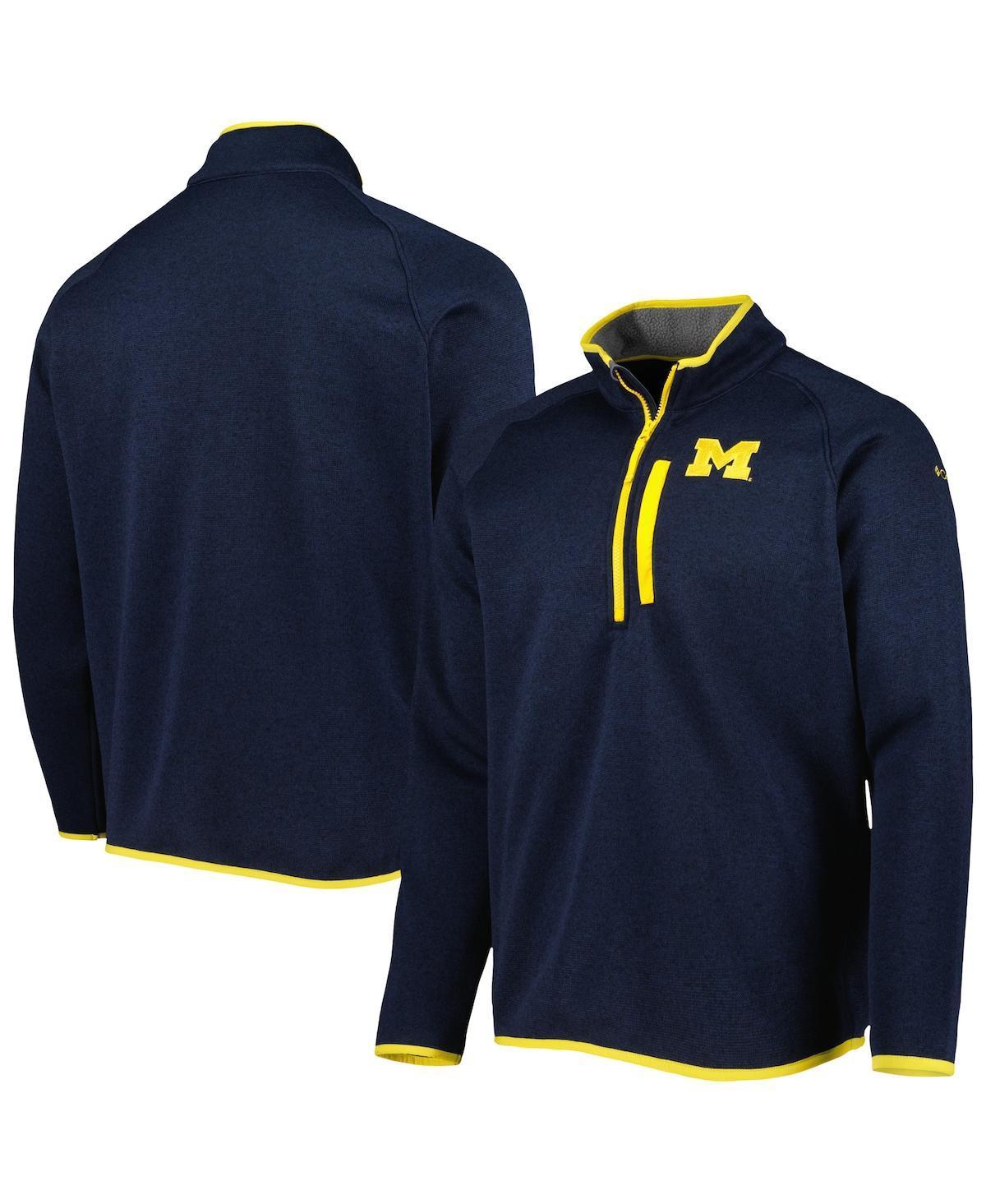 Mens Columbia Michigan Wolverines Canyon Point Omni-Shield Raglan Half-Zip Pullover Top Blue Product Image