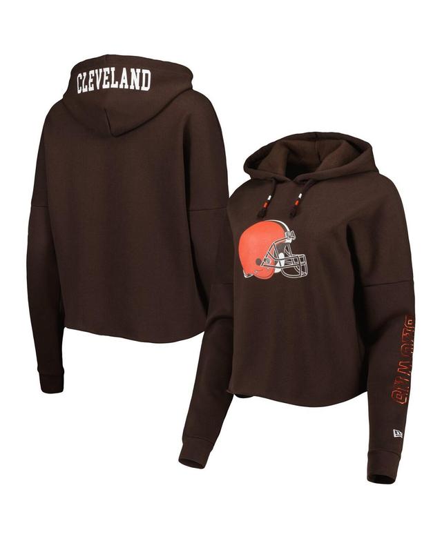 Womens New Era Brown Cleveland Browns Foil Sleeve Pullover Hoodie Product Image