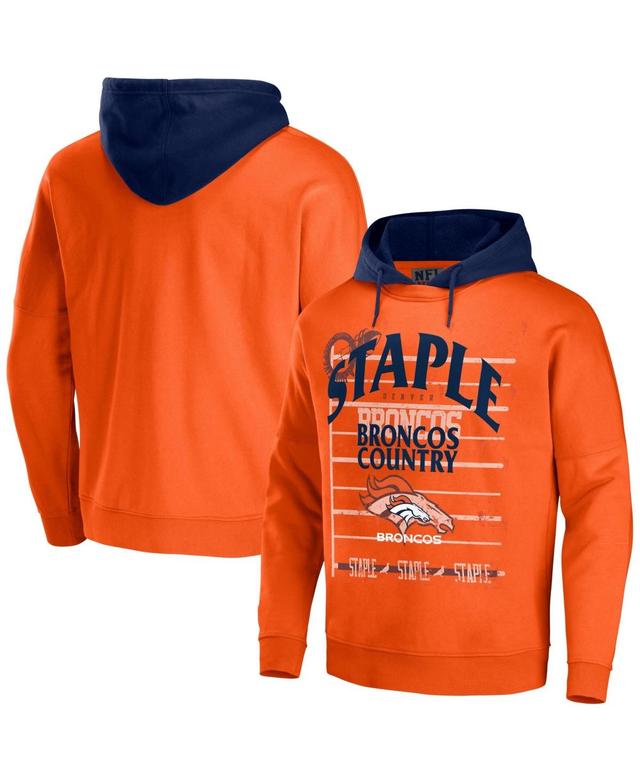 Mens Nfl X Staple Orange Denver Broncos Oversized Gridiron Vintage-Like Wash Pullover Hoodie Product Image