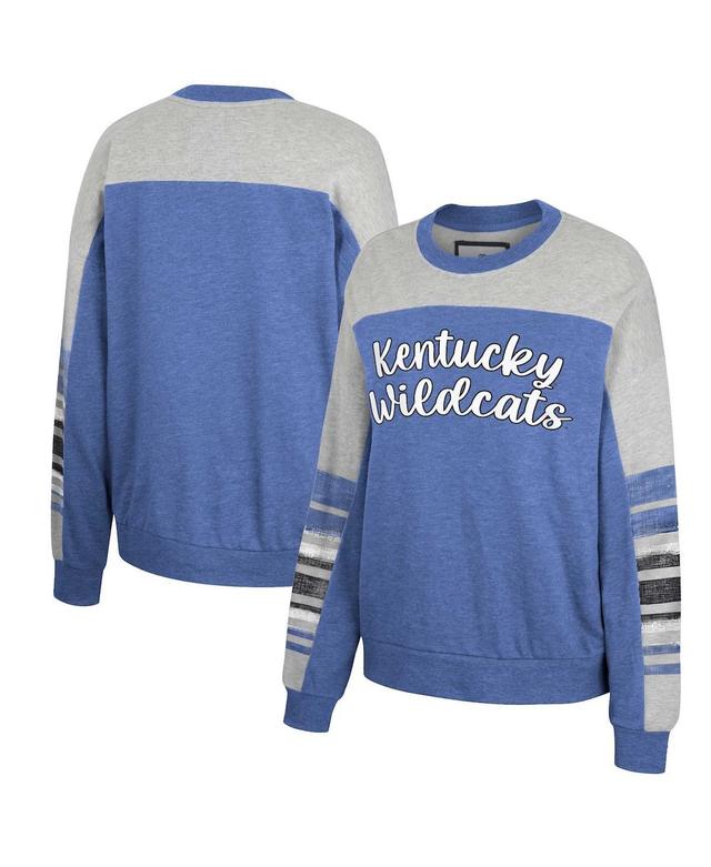 Womens Colosseum Royal Distressed Kentucky Wildcats Baby Talk Pullover Sweatshirt - Royal Product Image