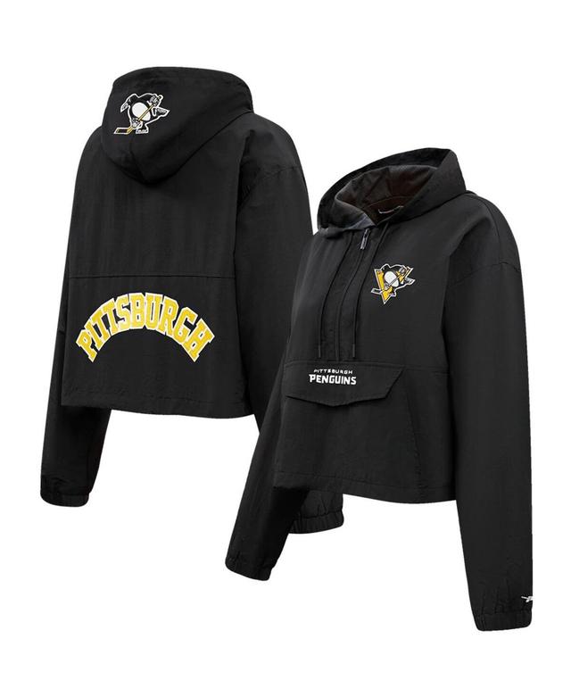 Womens Pro Standard Black Pittsburgh Penguins Classic Cropped Half-Zip Wind Jacket Product Image