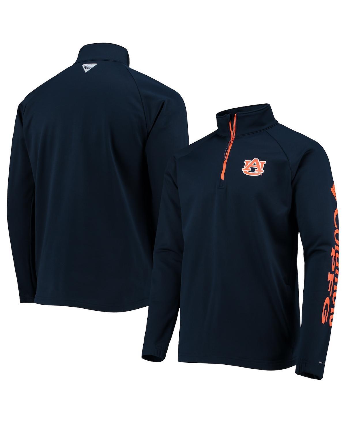 Mens Columbia Auburn Tigers Terminal Tackle Fleece Raglan Omni-Shade Quarter-Zip Jacket Blue Product Image