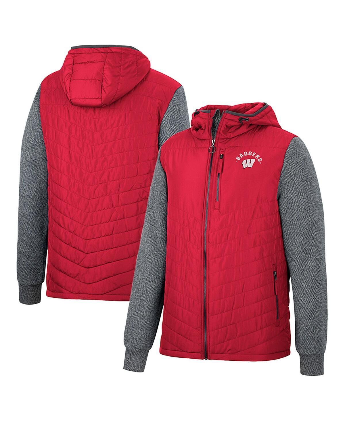 Mens Colosseum Red Wisconsin Badgers Course Herringbone Full-Zip Hoodie Product Image