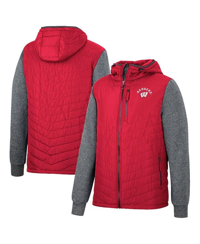 Mens Colosseum Wisconsin Badgers Course Herringbone Full-Zip Hoodie Product Image