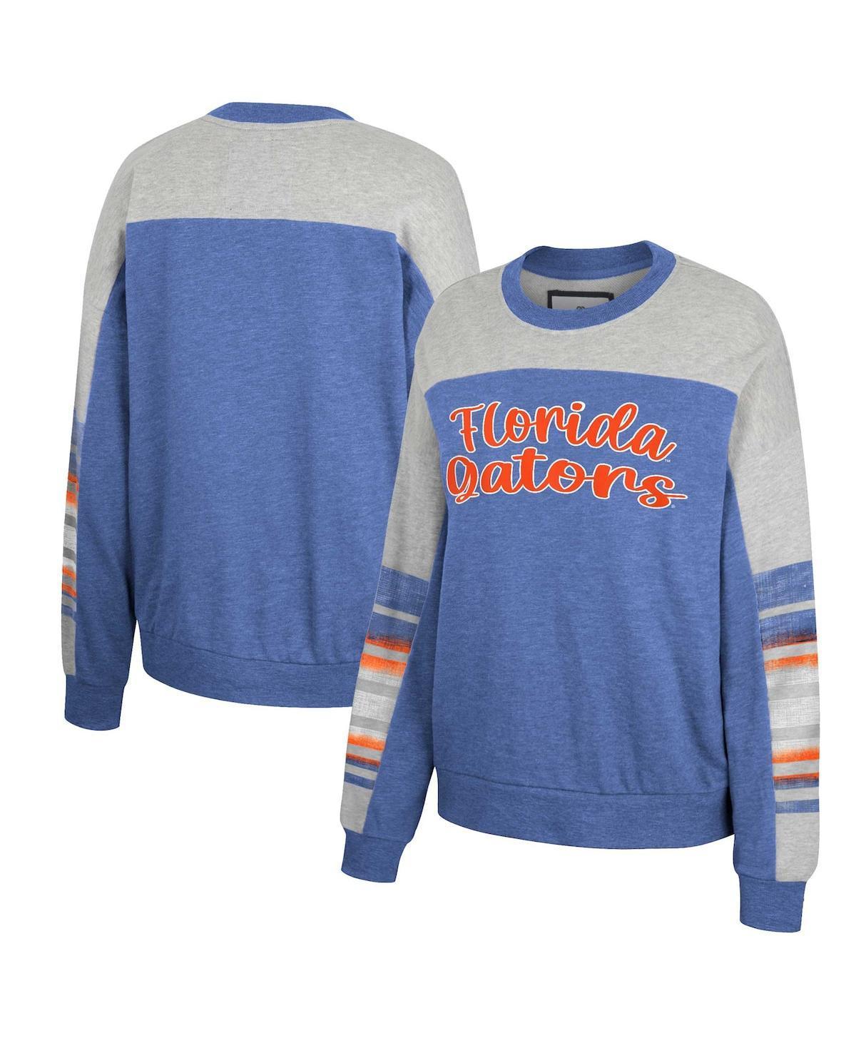 Womens Colosseum Royal/Heather Gray Florida Gators Baby Talk Pullover Sweatshirt Product Image