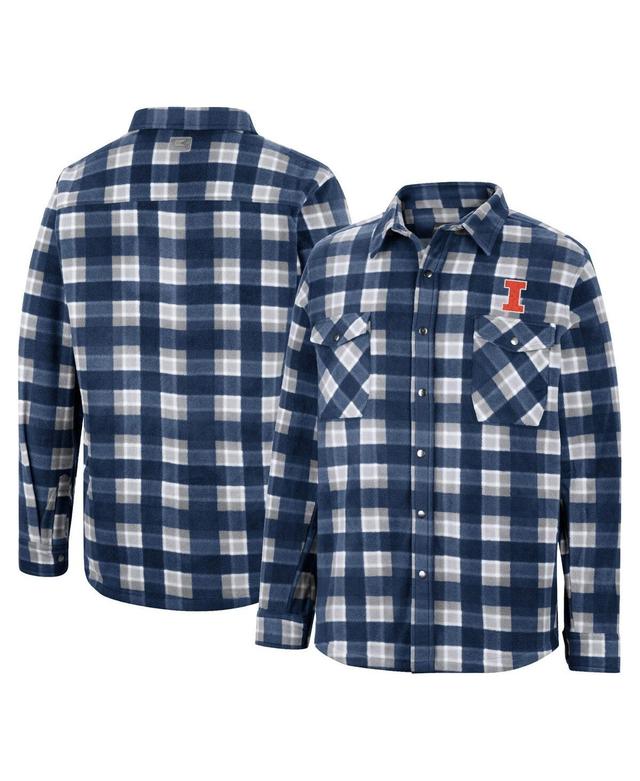 Mens Colosseum Navy Illinois Fighting Illini Ellis Plaid Full-Snap Shirt Jacket - Navy Product Image