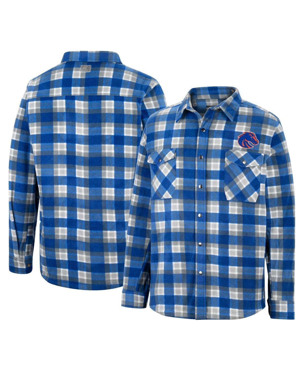 Mens Colosseum Royal/White Boise State Broncos Ellis Plaid Full-Snap Shirt Jacket Product Image