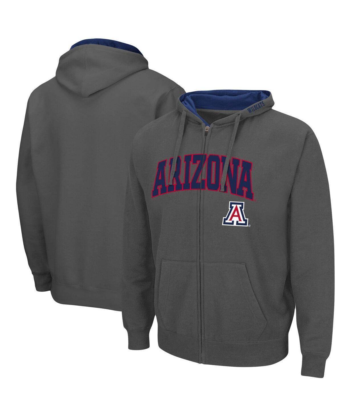 Mens Colosseum Charcoal Arizona Wildcats Arch & Logo 3.0 Full-Zip Hoodie Product Image