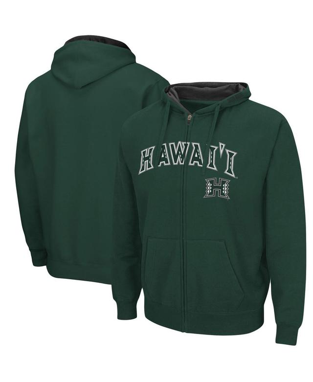 Mens Colosseum Green Hawaii Warriors Arch and Logo 3.0 Full-Zip Hoodie Product Image