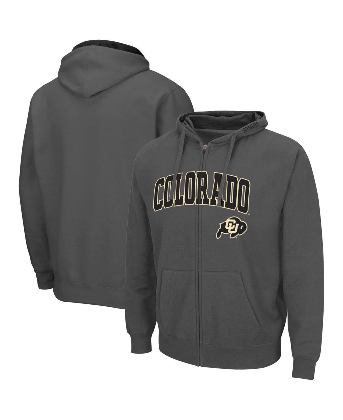 Mens Colosseum Charcoal Colorado Buffaloes Arch & Logo 3.0 Full-Zip Hoodie Product Image