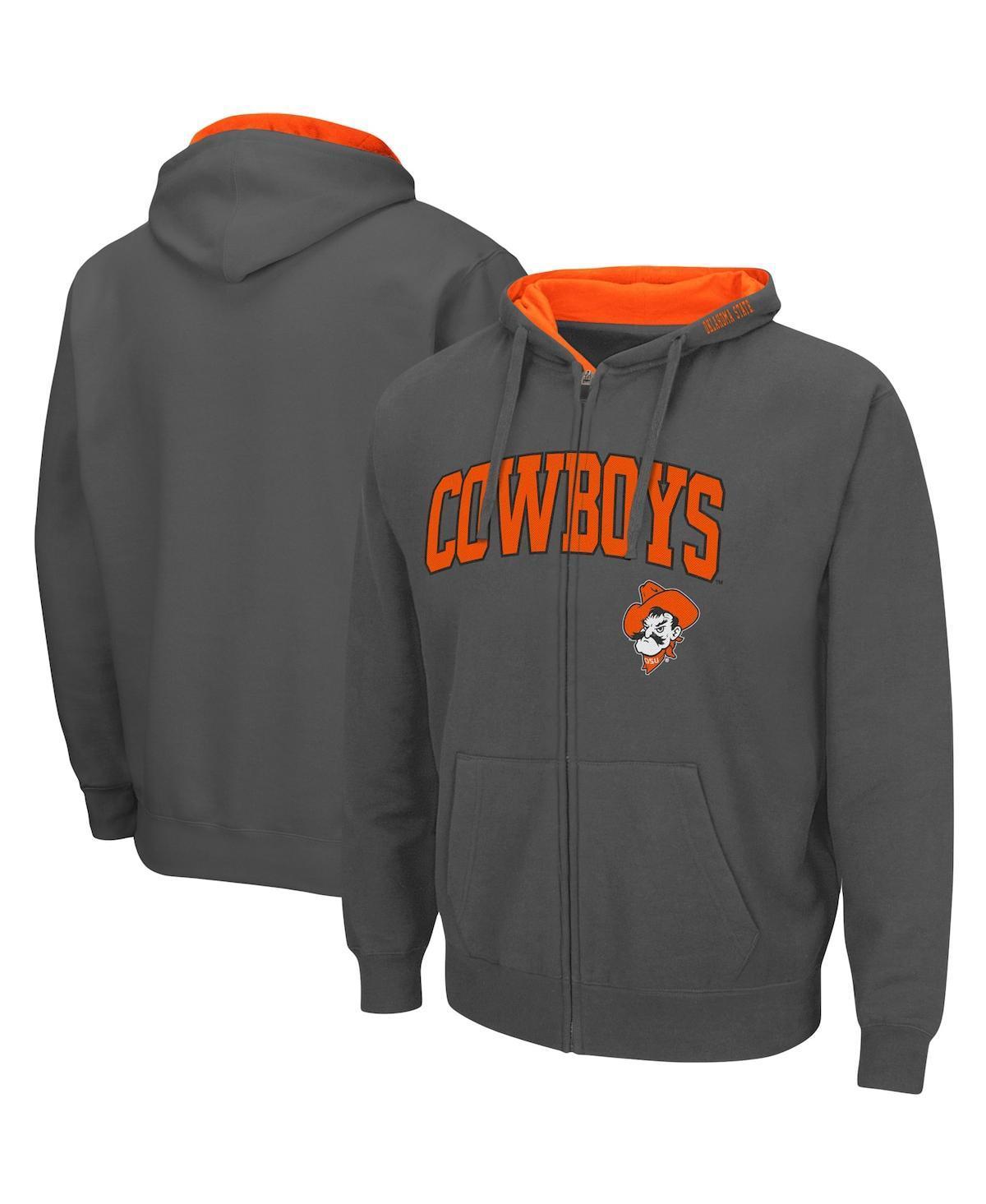 Mens Colosseum Charcoal Oklahoma State Cowboys Arch & Logo 3.0 Full-Zip Hoodie Product Image