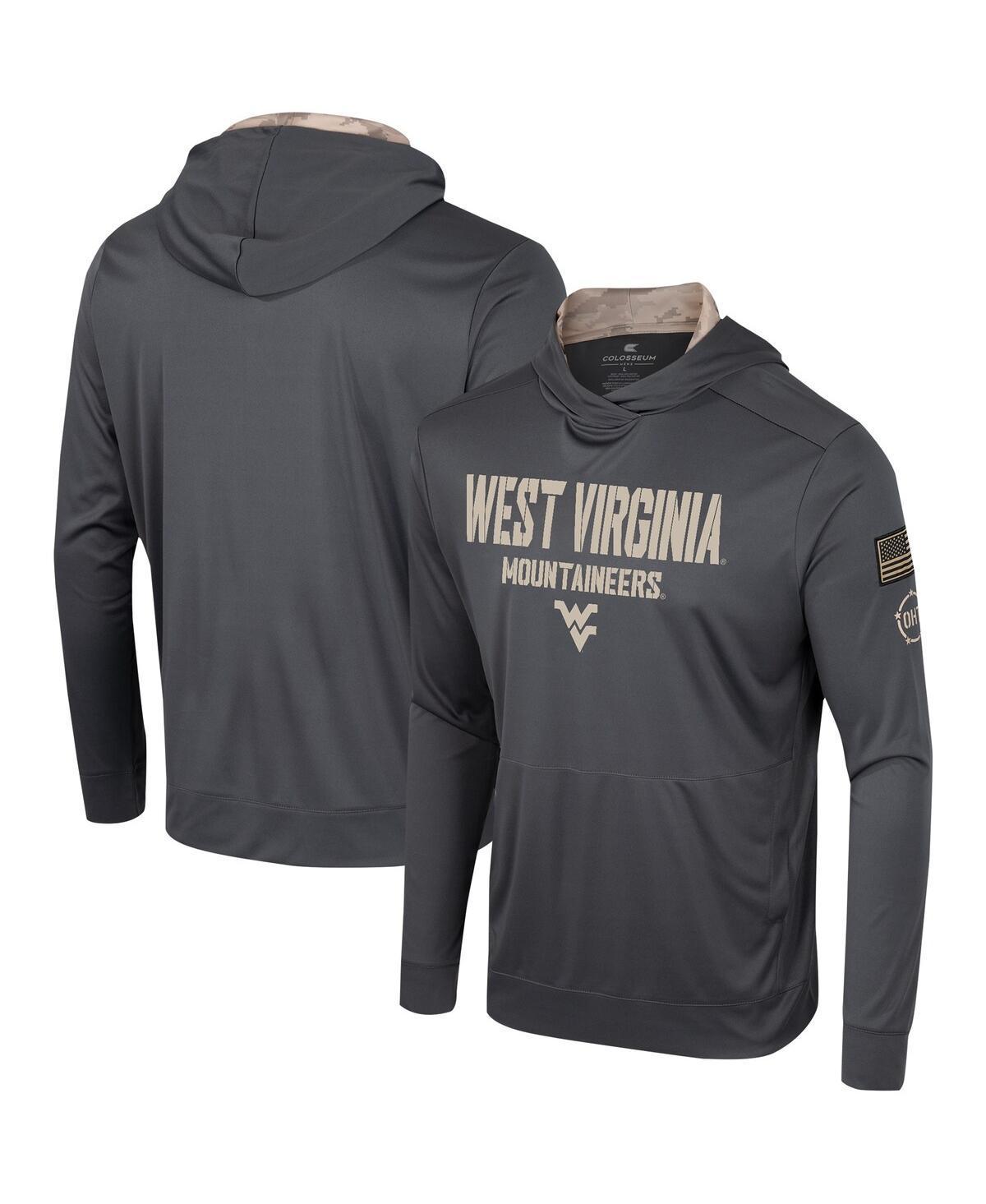 Mens Colosseum Charcoal West Virginia Mountaineers OHT Military Appreciation Long Sleeve Hoodie T-Shirt Grey Product Image