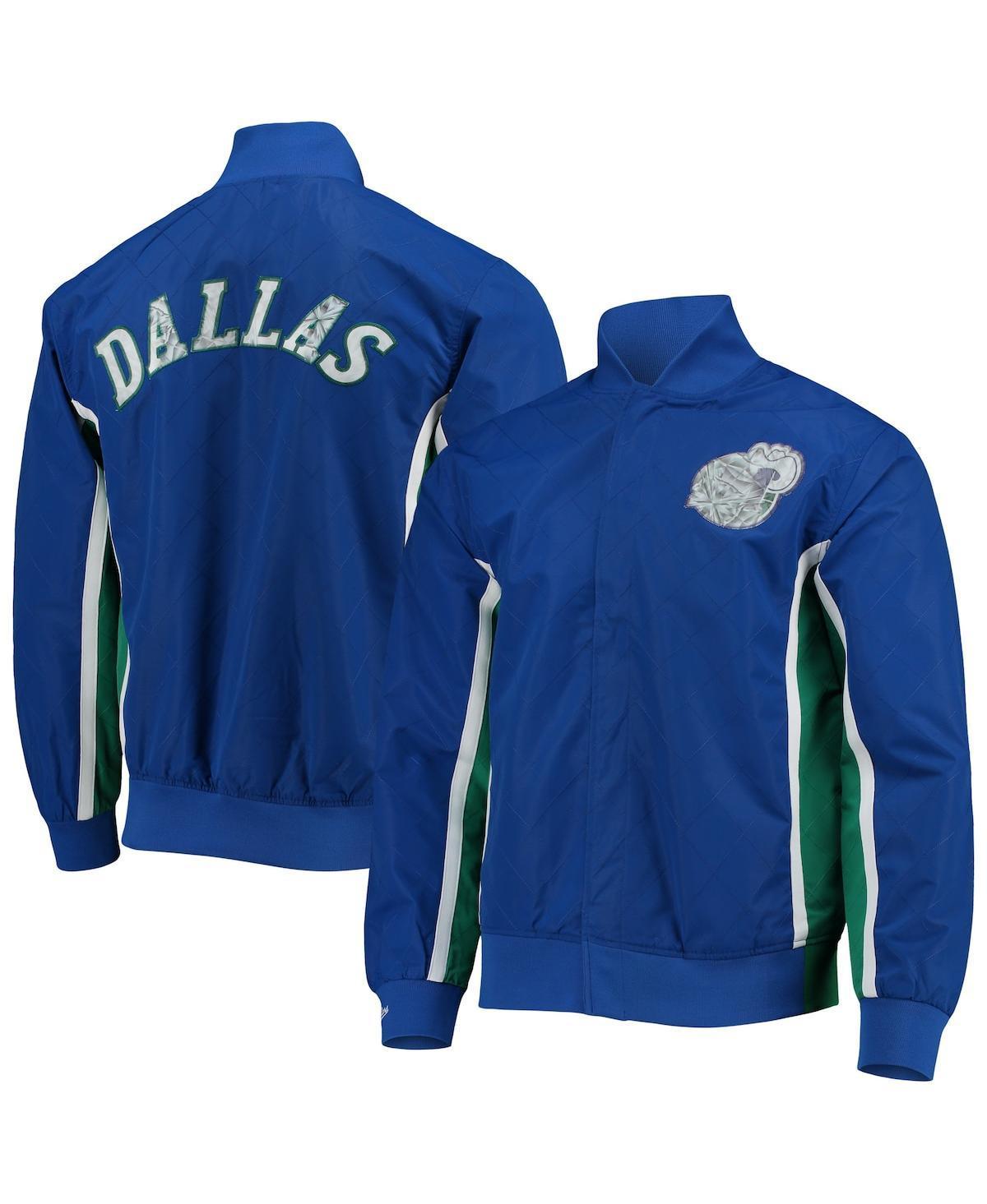 Mens Dallas Mavericks Blue Mitchell & Ness Hardwood Classics 75th Anniversary Authentic Warmup Full-Snap Jacket Product Image