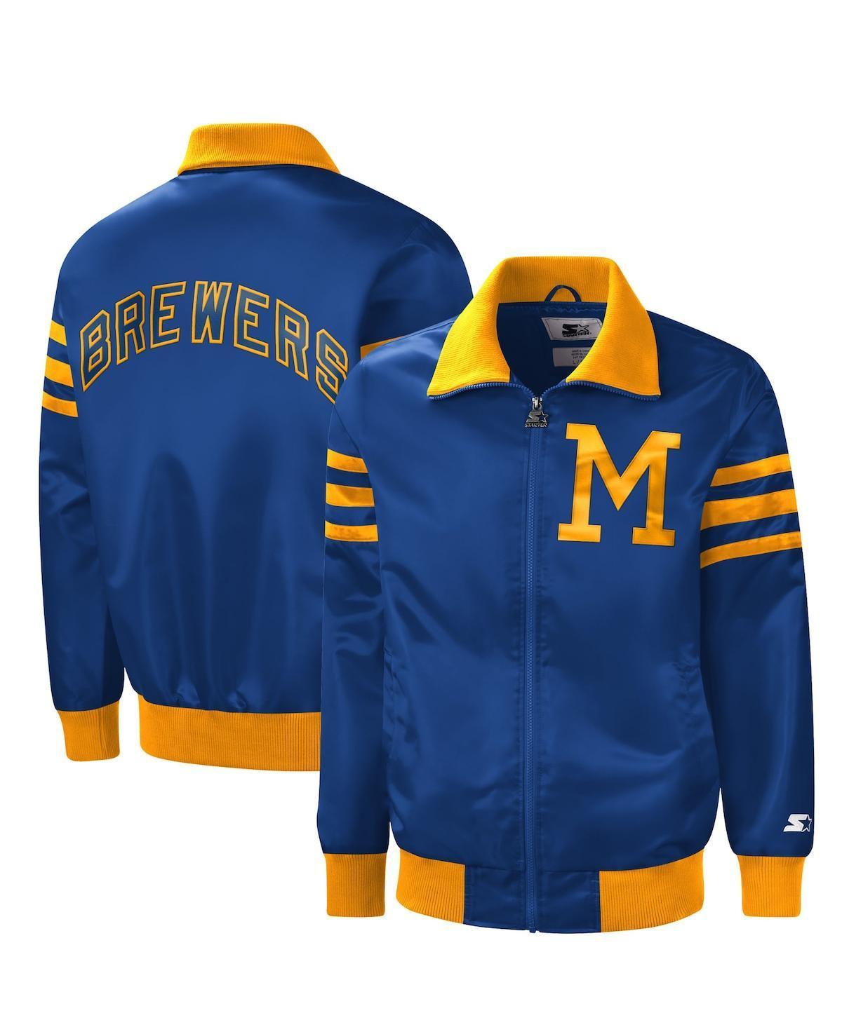 Mens Starter Royal Milwaukee Brewers The Captain III Full-Zip Varsity Jacket Product Image