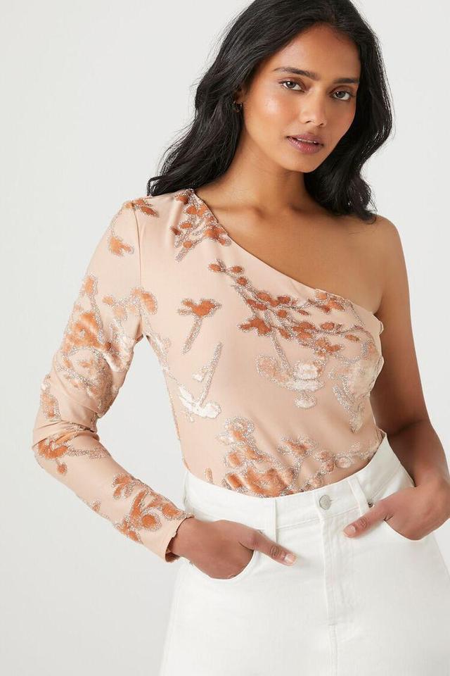 One-Shoulder Velvet Bodysuit | Forever 21 Product Image