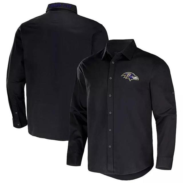 Mens Nfl x Darius Rucker Collection by Fanatics Black Los Angeles Rams Convertible Twill Long Sleeve Button-Up Shirt Product Image