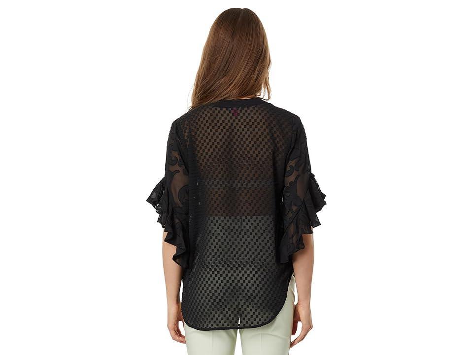 Vince Camuto Pintuck Trim Ruffled Sleeve Top Product Image