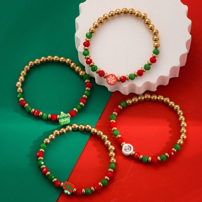 Set of 4: Christmas Beaded Bracelet Product Image