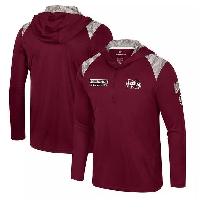 Mens Colosseum Maroon Mississippi State Bulldogs OHT Military Appreciation Quarter-Zip Hoodie Jacket Product Image