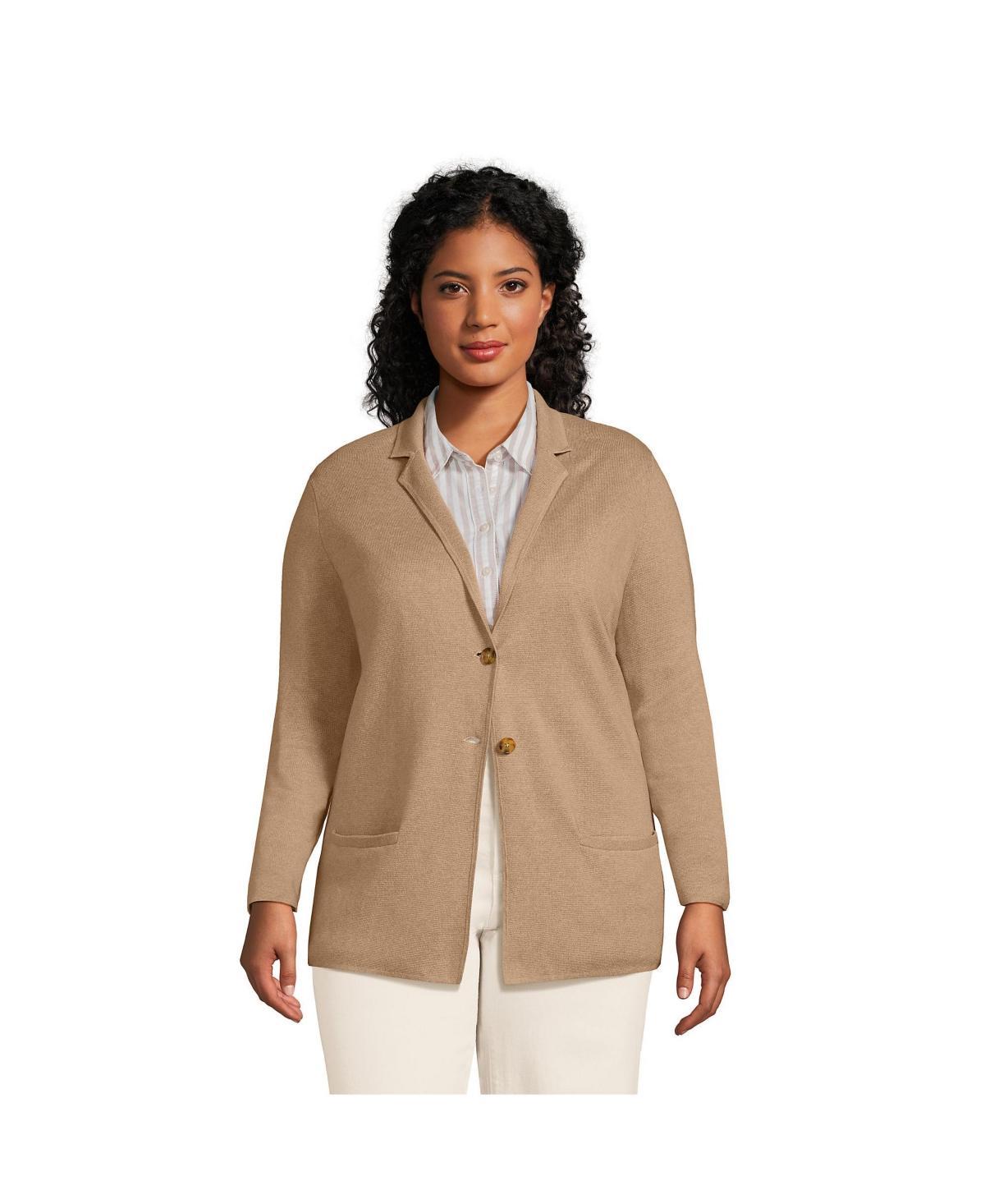 Plus Size Lands End Sweater Blazer, Womens Med Grey Product Image