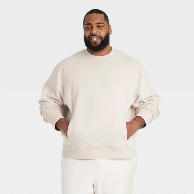 Mens Big Cotton Fleece Crewneck Sweatshirt - All In Motion Light Taupe 2XL Product Image