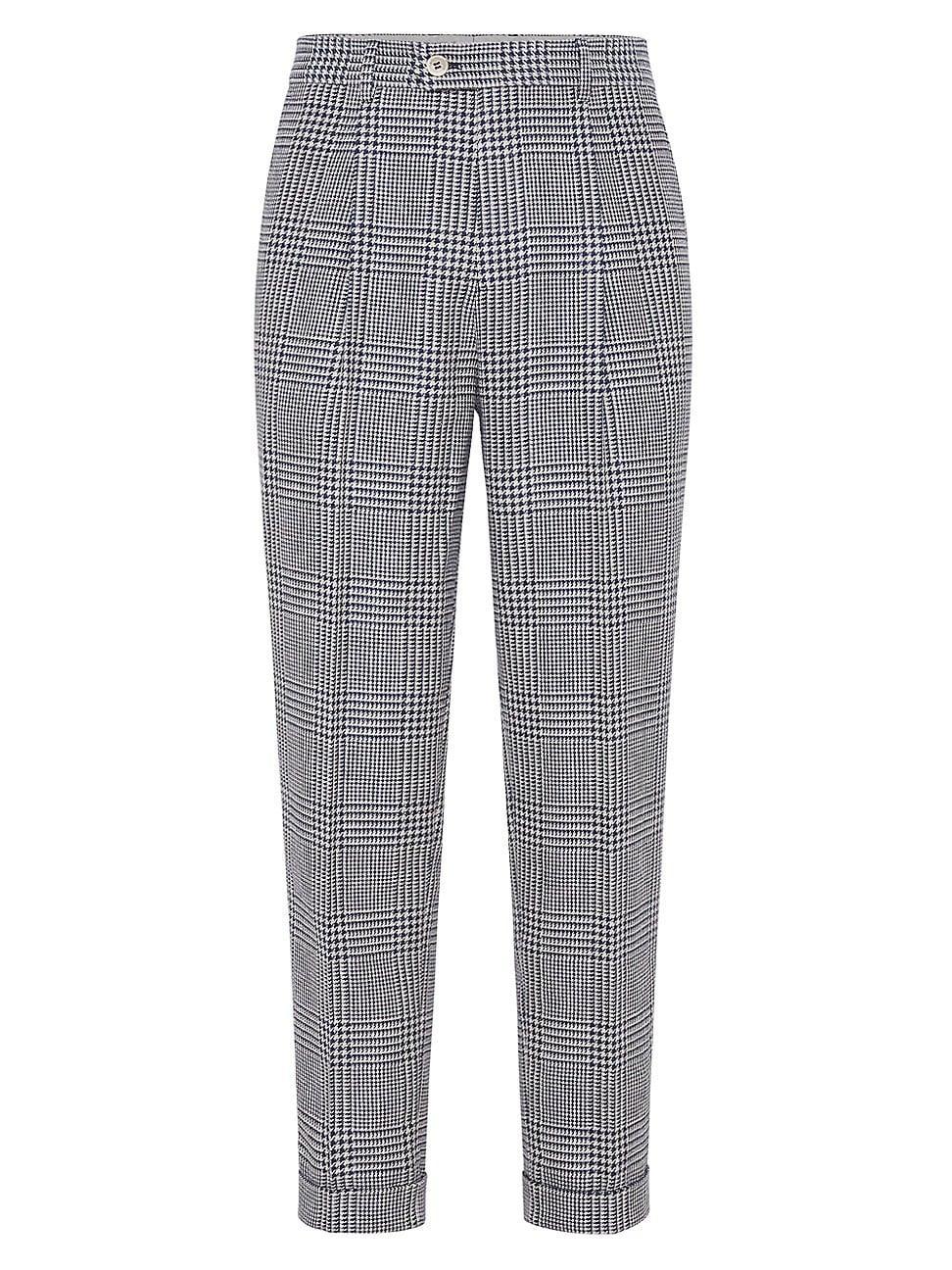 Mens Prince of Wales Leisure Fit Trousers with Pleats Product Image