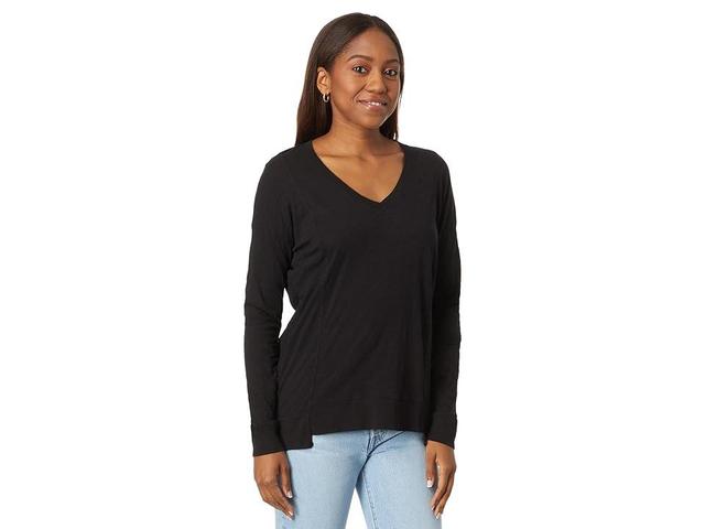 bobi Los Angeles V-Neck Long Sleeve Princess Seam Rib Mix Tee Women's Clothing Product Image