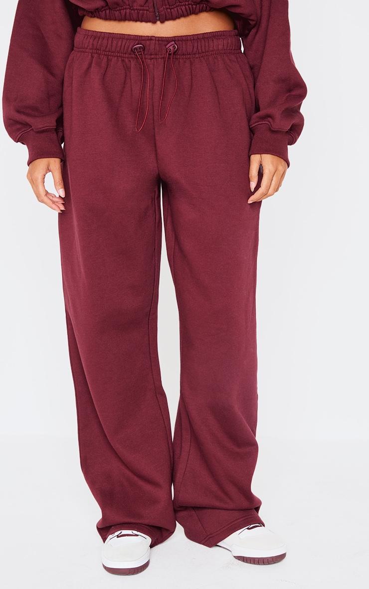 Burgundy Drawcord Hem Oversized Sweatpants Product Image